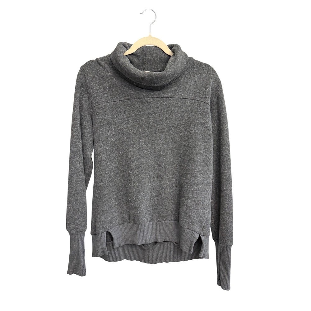 Alo Yoga Haze Pullover Sweatshirt Anthracite Heather Gray Cowl Neck Size M